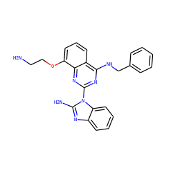 NCCOc1cccc2c(NCc3ccccc3)nc(-n3c(N)nc4ccccc43)nc12 ZINC000261173013