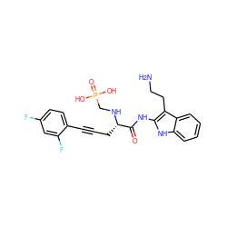 NCCc1c(NC(=O)[C@H](CC#Cc2ccc(F)cc2F)NCP(=O)(O)O)[nH]c2ccccc12 ZINC000029320693