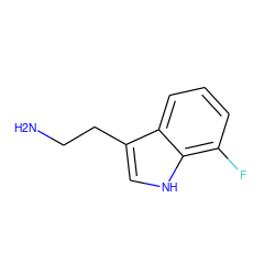 NCCc1c[nH]c2c(F)cccc12 ZINC000002583775