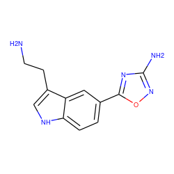 NCCc1c[nH]c2ccc(-c3nc(N)no3)cc12 ZINC000013827455