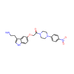 NCCc1c[nH]c2ccc(OCC(=O)N3CCN(c4ccc([N+](=O)[O-])cc4)CC3)cc12 ZINC000013743213