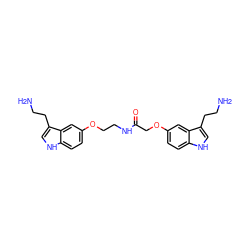 NCCc1c[nH]c2ccc(OCCNC(=O)COc3ccc4[nH]cc(CCN)c4c3)cc12 ZINC000013604976
