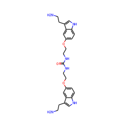 NCCc1c[nH]c2ccc(OCCNC(=O)NCCOc3ccc4[nH]cc(CCN)c4c3)cc12 ZINC000013604978