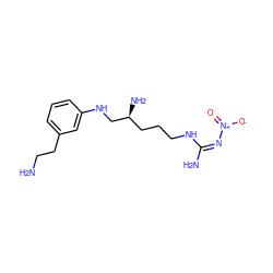 NCCc1cccc(NC[C@@H](N)CCCN/C(N)=N\[N+](=O)[O-])c1 ZINC000013517991