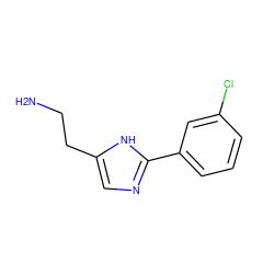 NCCc1cnc(-c2cccc(Cl)c2)[nH]1 ZINC000013531736