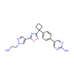 NCCn1cc(-c2nc(C3(c4ccc(-c5cnc(N)nc5)cc4)CCC3)no2)cn1 ZINC000114461882