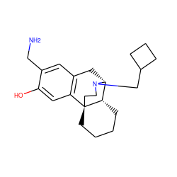 NCc1cc2c(cc1O)[C@@]13CCCC[C@H]1[C@@H](C2)N(CC1CCC1)CC3 ZINC000045255015