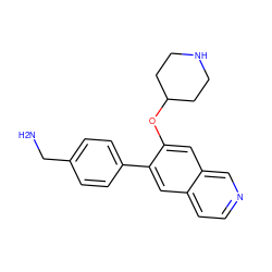 NCc1ccc(-c2cc3ccncc3cc2OC2CCNCC2)cc1 ZINC000040938140