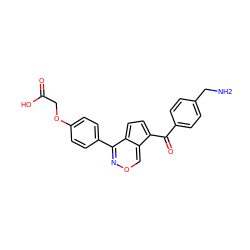 NCc1ccc(C(=O)c2ccc3c(-c4ccc(OCC(=O)O)cc4)nocc2-3)cc1 ZINC000028569083