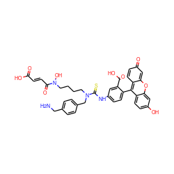 NCc1ccc(CN(CCCCN(O)C(=O)/C=C/C(=O)O)C(=S)Nc2ccc(-c3c4ccc(=O)cc-4oc4cc(O)ccc34)c(C(=O)O)c2)cc1 ZINC000096271920