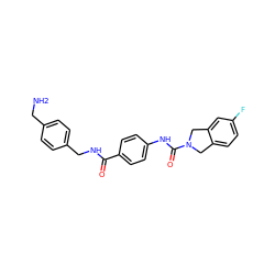 NCc1ccc(CNC(=O)c2ccc(NC(=O)N3Cc4ccc(F)cc4C3)cc2)cc1 ZINC000166892518