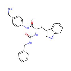 NCc1ccc(NC(=O)[C@H](Cc2c[nH]c3ccccc23)NC(=O)NCc2ccccc2)cc1 ZINC000095559305