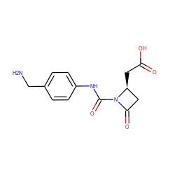 NCc1ccc(NC(=O)N2C(=O)C[C@@H]2CC(=O)O)cc1 ZINC000169349961