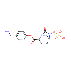 NCc1ccc(OC(=O)[C@@H]2CC[C@@H]3CN2C(=O)N3OS(=O)(=O)O)cc1 ZINC000096168669