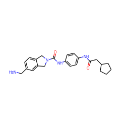 NCc1ccc2c(c1)CN(C(=O)Nc1ccc(NC(=O)CC3CCCC3)cc1)C2 ZINC000166102194