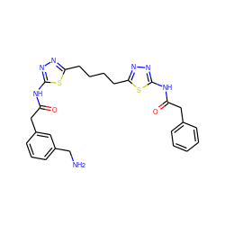 NCc1cccc(CC(=O)Nc2nnc(CCCCc3nnc(NC(=O)Cc4ccccc4)s3)s2)c1 ZINC000169698340