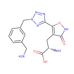 NCc1cccc(Cn2nnc(-c3o[nH]c(=O)c3C[C@H](N)C(=O)O)n2)c1 ZINC000584905307