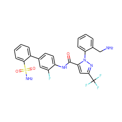 NCc1ccccc1-n1nc(C(F)(F)F)cc1C(=O)Nc1ccc(-c2ccccc2S(N)(=O)=O)cc1F ZINC000001493713