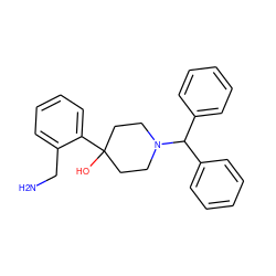 NCc1ccccc1C1(O)CCN(C(c2ccccc2)c2ccccc2)CC1 ZINC000028817128