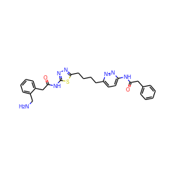 NCc1ccccc1CC(=O)Nc1nnc(CCCCc2ccc(NC(=O)Cc3ccccc3)nn2)s1 ZINC000169698376