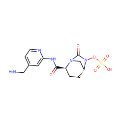 NCc1ccnc(NC(=O)[C@@H]2CC[C@@H]3CN2C(=O)N3OS(=O)(=O)O)c1 ZINC000096168629