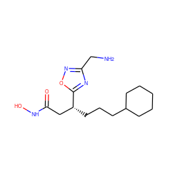 NCc1noc([C@H](CCCC2CCCCC2)CC(=O)NO)n1 ZINC000003817976