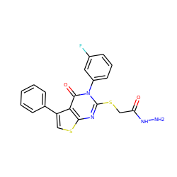 NNC(=O)CSc1nc2scc(-c3ccccc3)c2c(=O)n1-c1cccc(F)c1 ZINC000028345781