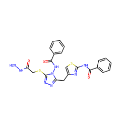 NNC(=O)CSc1nnc(Cc2csc(NC(=O)c3ccccc3)n2)n1NC(=O)c1ccccc1 ZINC000028712147