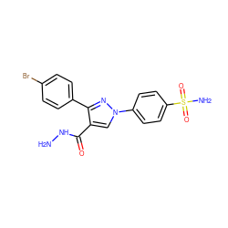 NNC(=O)c1cn(-c2ccc(S(N)(=O)=O)cc2)nc1-c1ccc(Br)cc1 ZINC000103248238