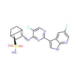 NS(=O)(=O)[C@H]1C2CCC(CC2)[C@@H]1Nc1nc(-c2c[nH]c3ncc(F)cc23)ncc1F ZINC000299856758