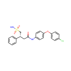 NS(=O)(=O)C[C@H](CC(=O)Nc1ccc(Oc2ccc(Cl)cc2)cc1)c1ccccc1 ZINC000217078081