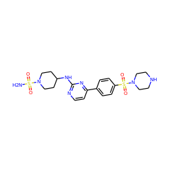 NS(=O)(=O)N1CCC(Nc2nccc(-c3ccc(S(=O)(=O)N4CCNCC4)cc3)n2)CC1 ZINC000071317192