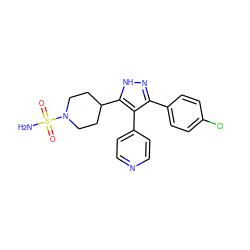 NS(=O)(=O)N1CCC(c2[nH]nc(-c3ccc(Cl)cc3)c2-c2ccncc2)CC1 ZINC000049112713