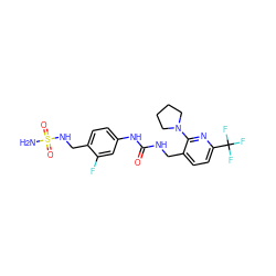 NS(=O)(=O)NCc1ccc(NC(=O)NCc2ccc(C(F)(F)F)nc2N2CCCC2)cc1F ZINC000169703334