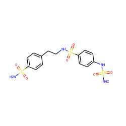 NS(=O)(=O)Nc1ccc(S(=O)(=O)NCCc2ccc(S(N)(=O)=O)cc2)cc1 ZINC000095555064