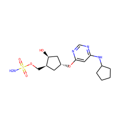 NS(=O)(=O)OC[C@@H]1C[C@@H](Oc2cc(NC3CCCC3)ncn2)C[C@@H]1O ZINC000114583643