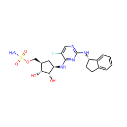 NS(=O)(=O)OC[C@H]1C[C@@H](Nc2nc(N[C@H]3CCc4ccccc43)ncc2F)[C@H](O)[C@@H]1O ZINC000114582859