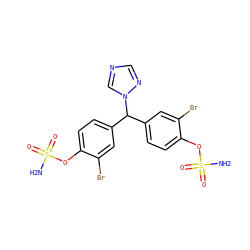 NS(=O)(=O)Oc1ccc(C(c2ccc(OS(N)(=O)=O)c(Br)c2)n2cncn2)cc1Br ZINC000044431582