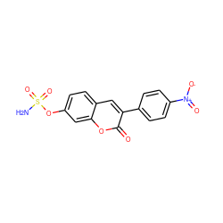 NS(=O)(=O)Oc1ccc2cc(-c3ccc([N+](=O)[O-])cc3)c(=O)oc2c1 ZINC001772648305