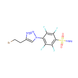 NS(=O)(=O)c1c(F)c(F)c(-n2cc(CCBr)nn2)c(F)c1F ZINC000299828898