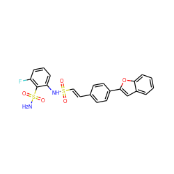 NS(=O)(=O)c1c(F)cccc1NS(=O)(=O)/C=C/c1ccc(-c2cc3ccccc3o2)cc1 ZINC000143779187