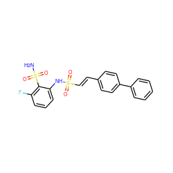 NS(=O)(=O)c1c(F)cccc1NS(=O)(=O)/C=C/c1ccc(-c2ccccc2)cc1 ZINC000144125562