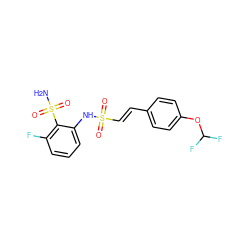 NS(=O)(=O)c1c(F)cccc1NS(=O)(=O)/C=C/c1ccc(OC(F)F)cc1 ZINC000144077615