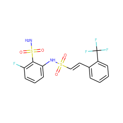 NS(=O)(=O)c1c(F)cccc1NS(=O)(=O)/C=C/c1ccccc1C(F)(F)F ZINC000147180251