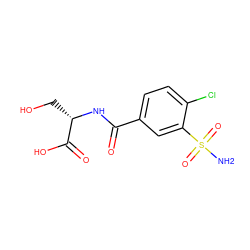 NS(=O)(=O)c1cc(C(=O)N[C@@H](CO)C(=O)O)ccc1Cl ZINC000029476370