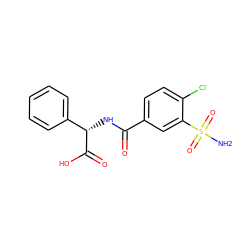 NS(=O)(=O)c1cc(C(=O)N[C@H](C(=O)O)c2ccccc2)ccc1Cl ZINC000004528859