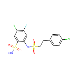 NS(=O)(=O)c1cc(Cl)c(F)cc1NS(=O)(=O)CCc1ccc(Cl)cc1 ZINC000148694924