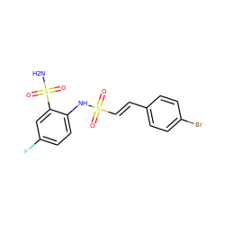 NS(=O)(=O)c1cc(F)ccc1NS(=O)(=O)/C=C/c1ccc(Br)cc1 ZINC000143656291