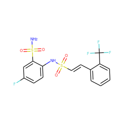 NS(=O)(=O)c1cc(F)ccc1NS(=O)(=O)/C=C/c1ccccc1C(F)(F)F ZINC000147493218