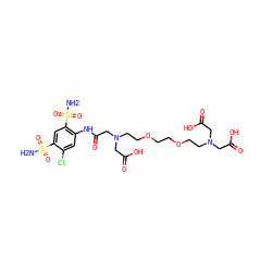 NS(=O)(=O)c1cc(S(N)(=O)=O)c(NC(=O)CN(CCOCCOCCN(CC(=O)O)CC(=O)O)CC(=O)O)cc1Cl ZINC000029248901